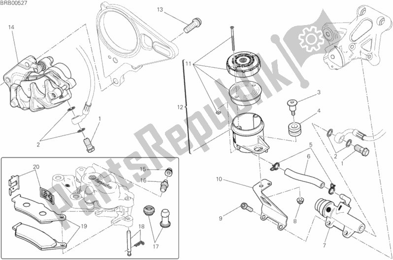 All parts for the Rear Brake System of the Ducati Diavel Xdiavel Thailand 1260 2017